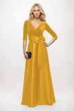 A-Line Maxi Velvet Satin Mother of the Bride Dresses CM0409 - COCOMELODY