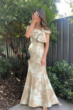 Trumpet-Mermaid Floor Length Jacquard Mother of the Bride Dress CM0414