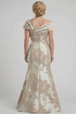 Trumpet-Mermaid Floor Length Jacquard Mother of the Bride Dress CM0414CR