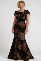 Trumpet-Mermaid Floor Length Jacquard Mother of the Bride Dress CM0414CR