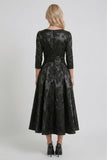 A-Line Tea-Length Jacquard Mother of the Bride Dress CM0415