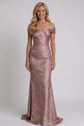 Sheath-Column Floor Length Jacquard Mother of the Bride Dress CM0416