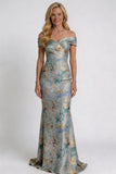 Sheath-Column Floor Length Jacquard Mother of the Bride Dress CM0416