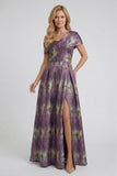 A-Line Floor Length Jacquard Mother of the Bride Dress CM0422