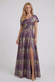 A-Line Floor Length Jacquard Mother of the Bride Dress CM0422