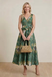 A-Line Tea-Length Jacquard Mother of the Bride Dress CM0425