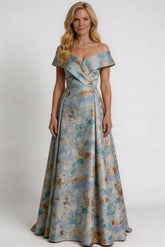 A-Line Floor Length Jacquard Mother of the Bride Dress CM0430