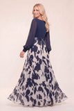 A-Line Maxi Printed Chiffon Mother of the Bride Dress CM0442