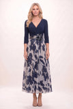 A-Line Ankle Length Stretch Satin Printed Chiffon Mother of the Bride Dress CM0444