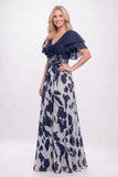 A-Line Maxi Printed Chiffon Mother of the Bride Dress CM0445