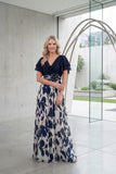 A-Line Maxi Printed Chiffon Mother of the Bride Dress CM0445