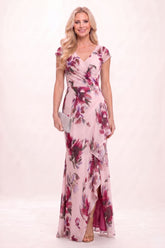 Sheath-Column Maxi Printed Chiffon Mother of the Bride Dress CM0449