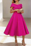 A-Line Tea Length Satin Mother of the Bride Dress CM0454