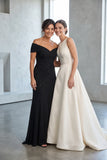 Sheath-Column Floor Length Chiffon Stretch Satin Mother of the Bride Dress CM0468