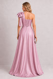 A-Line Floor Length Satin Lace Mother of the Bride Dress CM0470