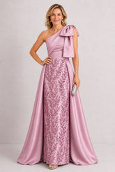 A-Line Floor Length Satin Lace Mother of the Bride Dress CM0470