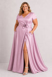 A-Line Floor Length Satin Mother of the Bride Dress CM0471