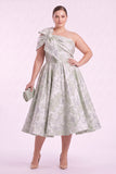 A-Line Tea Length Jacquard Mother of the Bride Dress CM0477