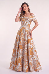 A-Line Floor Length Jacquard Mother of the Bride Dress CM0481