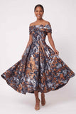 A-Line Tea Length Jacquard Mother of the Bride Dress CM0492