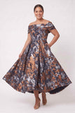 A-Line Tea Length Jacquard Mother of the Bride Dress CM0492