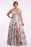 A-Line Floor Length Jacquard Mother of the Bride Dress CM0499