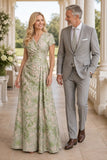 A-Line Floor Length Jacquard Mother of the Bride Dress CM0503
