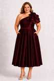 A-Line Tea Length Satin Mother of the Bride Dress CM0514