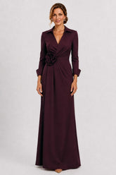 Sheath-Column Floor Length Stretch Satin Mother of the Bride Dress CM0515