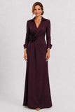 Sheath-Column Floor Length Stretch Satin Mother of the Bride Dress CM0515