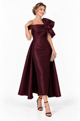 A-Line Tea Length Satin Mother of the Bride Dress CM0519