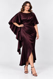 Sheath-Column High-Low Stretch Satin Mother of the Bride Dress CM0522