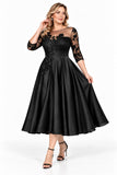 A-Line Tea Length Satin Mother of the Bride Dress CM0526