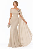 Trumpet-Mermaid Floor Length Chiffon Mother of the Bride Dress CM0530 - Champagne - COCOMELODY