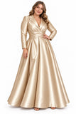A-Line Floor Length Satin Mother of the Bride Dress CM0531 - Dark Champagne - COCOMELODY