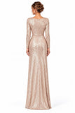 Sheath-Column Floor Length Sequin Mother of the Bride Dress CM0534 - Dark Champagne - COCOMELODY