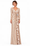 Sheath-Column Floor Length Sequin Mother of the Bride Dress CM0534 - Dark Champagne - COCOMELODY