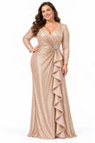 Sheath-Column Floor Length Sequin Mother of the Bride Dress CM0534 - Dark Champagne - COCOMELODY
