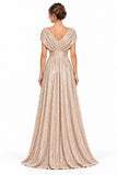 A-Line Floor Length Sequin Mother of the Bride Dress CM0535 - Dark Champagne - COCOMELODY