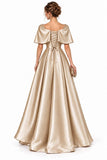 A-Line High-Low Satin Mother of the Bride Dress CM0536 - Dark Champagne - COCOMELODY