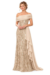 Sheath-Column Floor Length Sequin Chiffon Mother of the Bride Dress CM0539 - Champagne - COCOMELODY