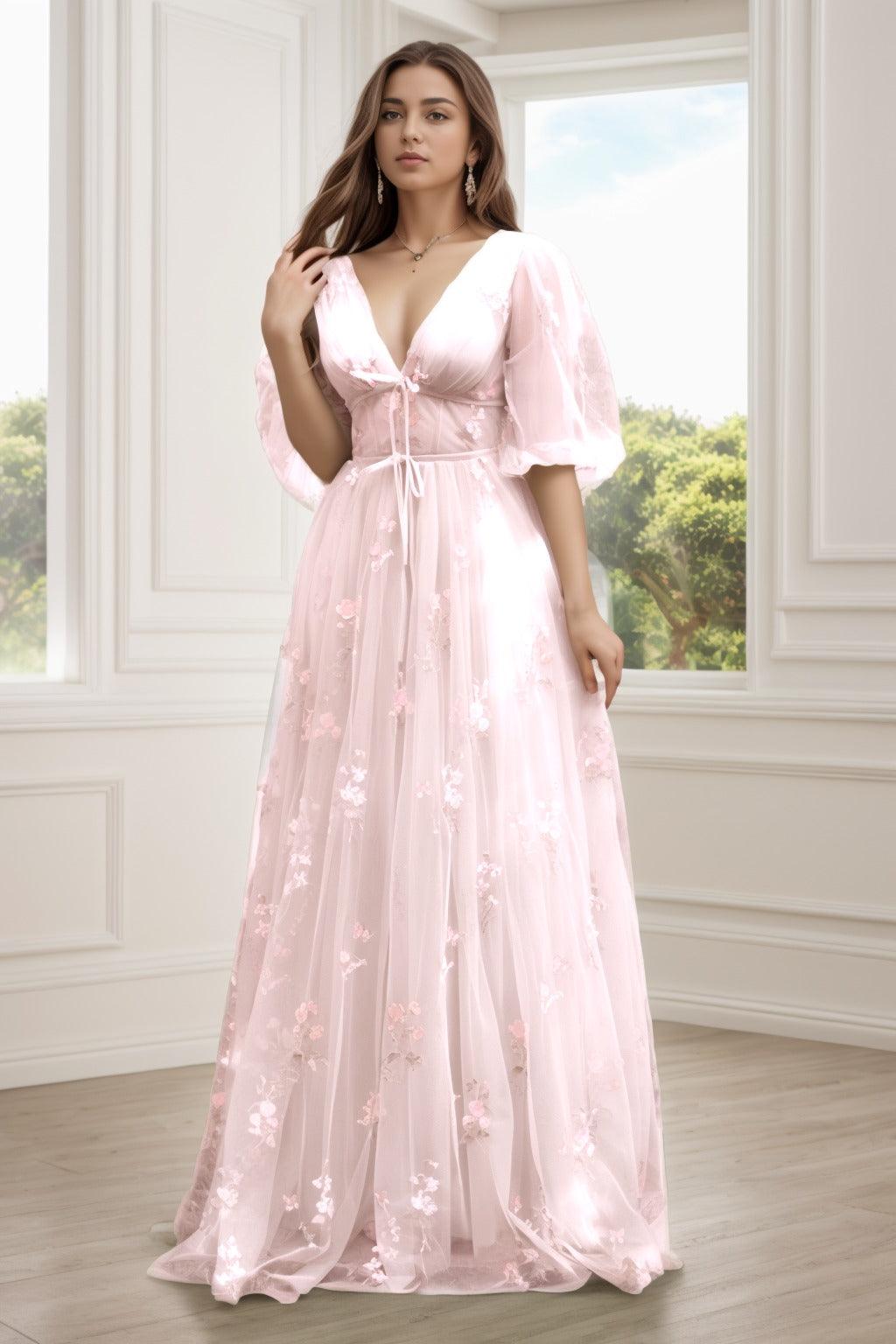 A-Line Floor Length Print Prom Dress CS0444 - COCOMELODY