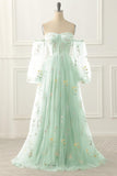 A-Line Floor Length Print Prom Dress CS0442 - COCOMELODY