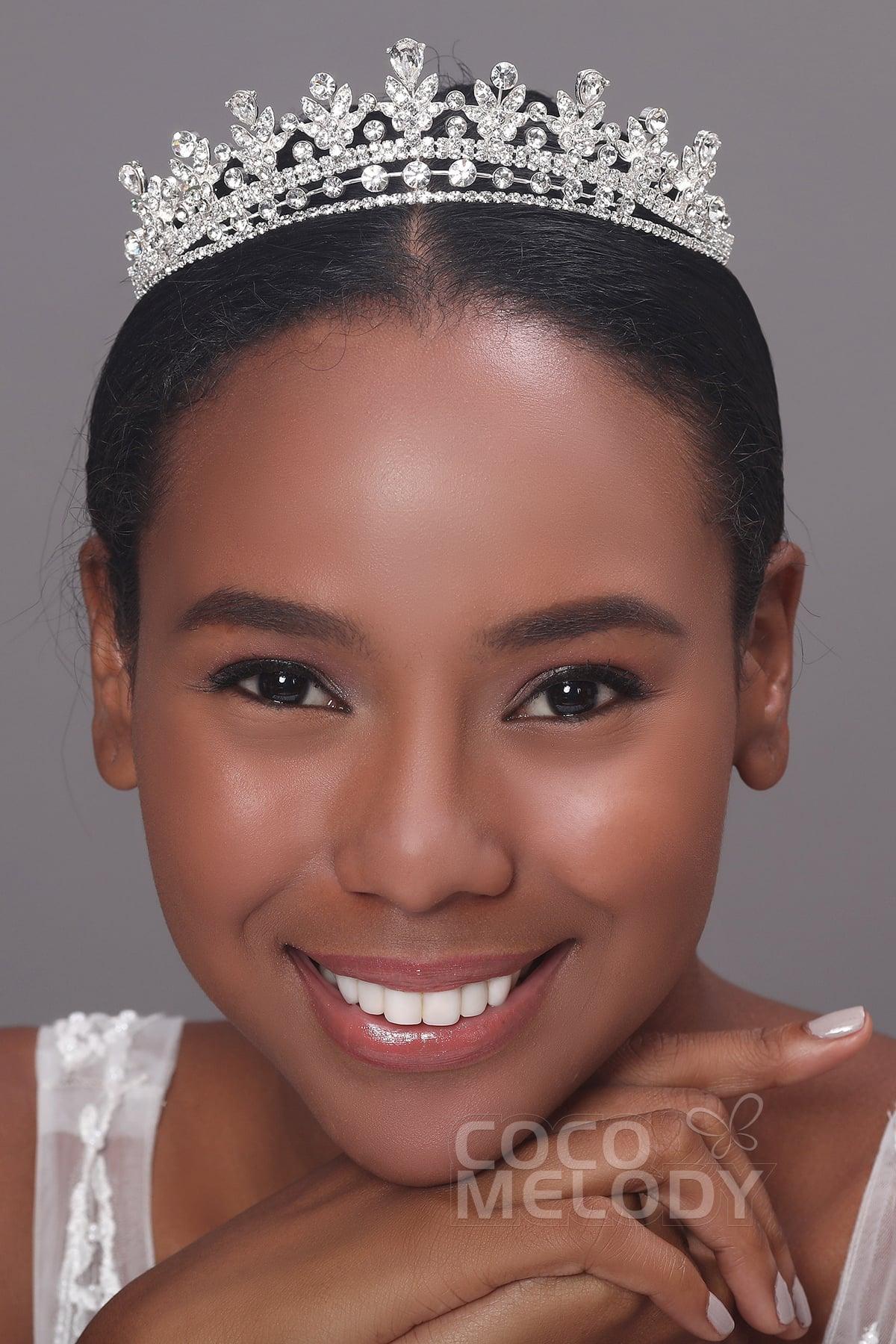 Charming Cubic Zirconia Tiara with Rhinestone CR17005 - COCOMELODY