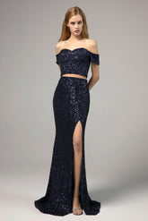 Sheath-Column Floor Length Sequined Dress CS0288CR - COCOMELODY