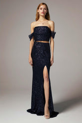Sheath-Column Floor Length Sequined Dress CS0298 - COCOMELODY