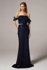 Trumpet-Mermaid Floor Length Sequined Dress CS0299 - COCOMELODY