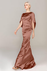 Sheath Sweep Train Luxe Satin Dress CS0314 - COCOMELODY