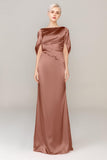 Sheath Sweep Train Luxe Satin Dress CS0314 - COCOMELODY