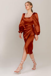 Sheath Knee Length Luxe Satin Dress CS0318 - COCOMELODY